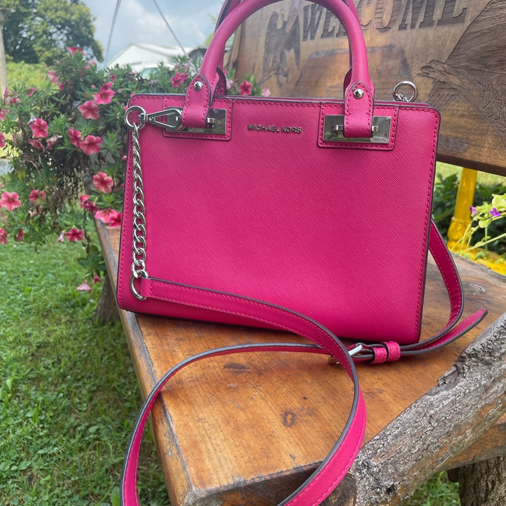 Michael Kors Hot Pink Satchel with Chain Strap